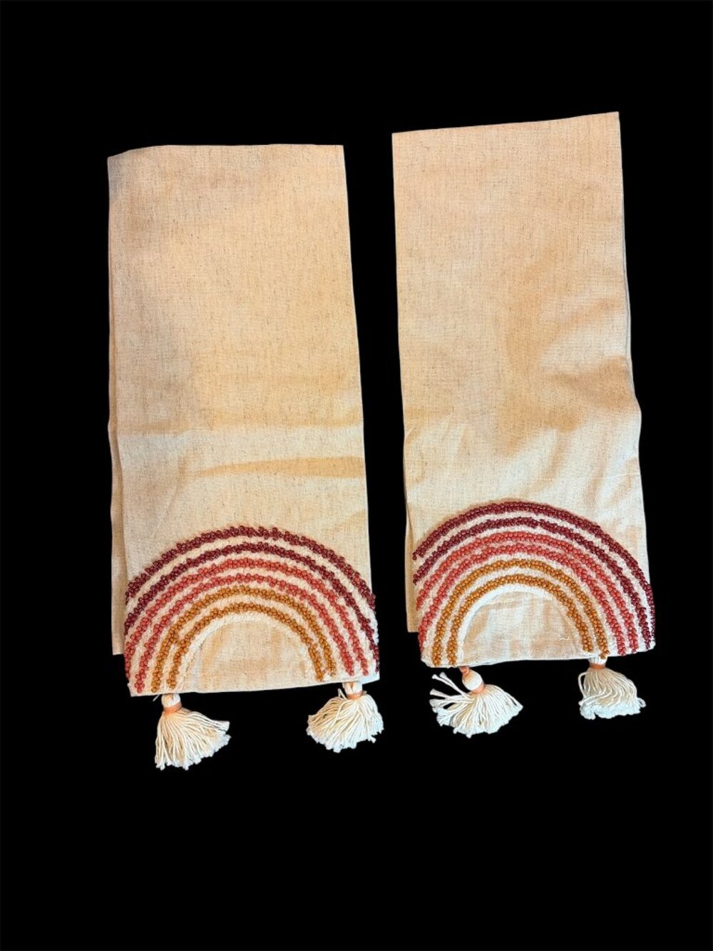 Cost Plus World Market Beaded Kitchen Towel Set (2) NWT